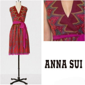 Anna Sui Burgundy and Fuchsia Mini Dress